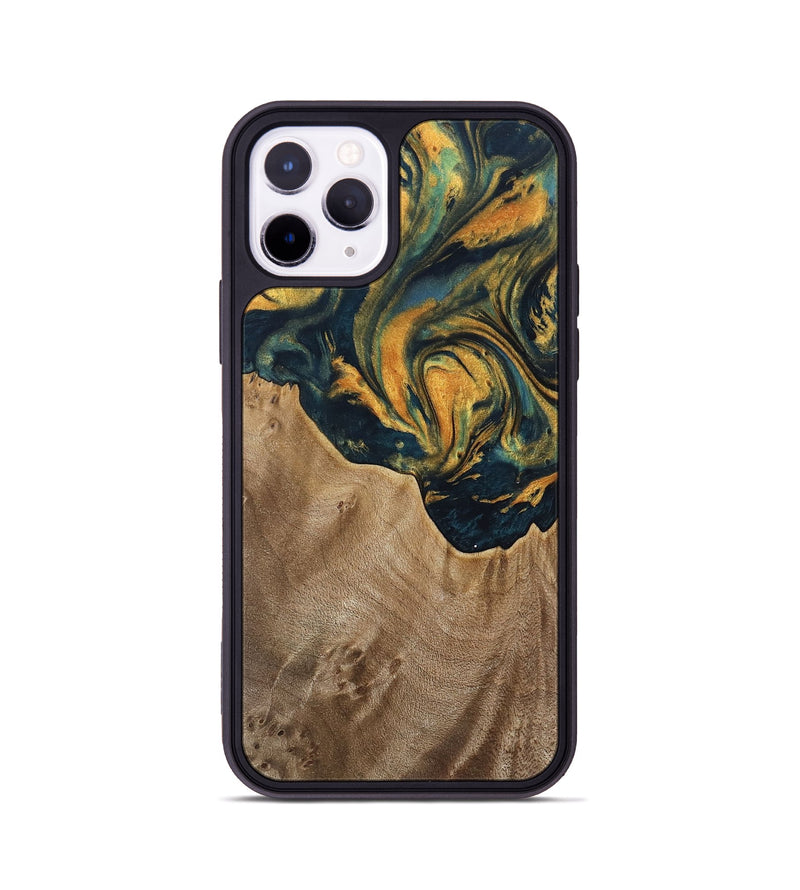 iPhone 11 Pro Wood Phone Case - Verene (Teal & Gold, 741517)