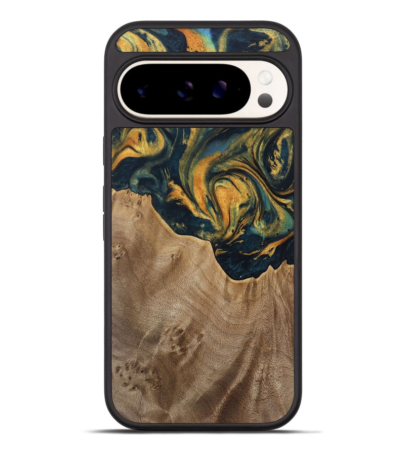 Pixel 9 Pro XL Wood Phone Case - Verene (Teal & Gold, 741517)