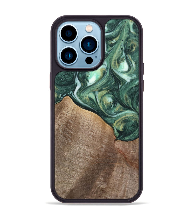 iPhone 14 Pro Max Wood Phone Case - Tian (Green, 741519)