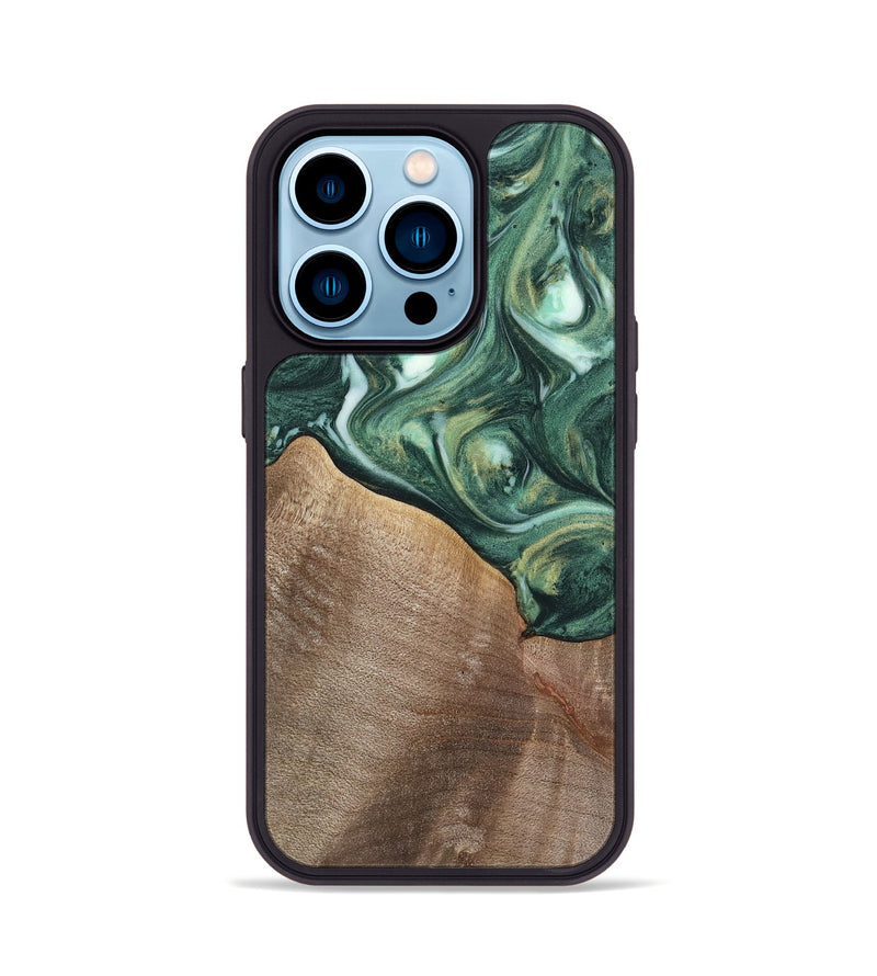 iPhone 14 Pro Wood Phone Case - Tian (Green, 741519)