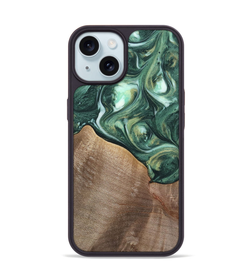 iPhone 15 Wood Phone Case - Tian (Green, 741519)