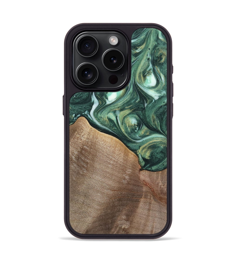 iPhone 15 Pro Wood Phone Case - Tian (Green, 741519)