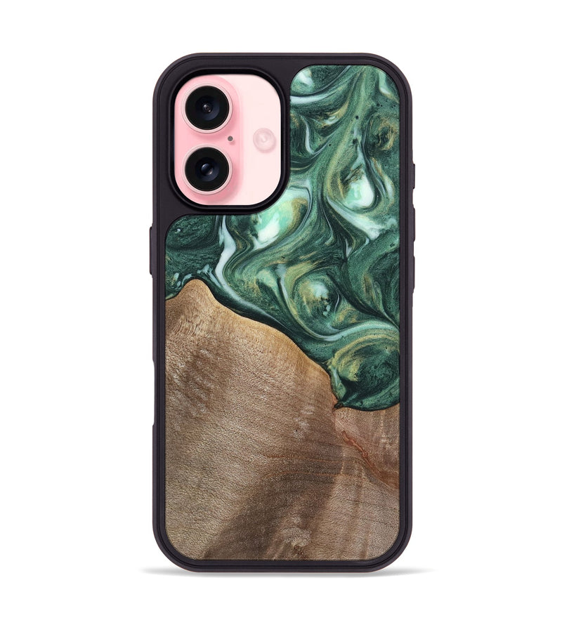 iPhone 16 Wood Phone Case - Tian (Green, 741519)