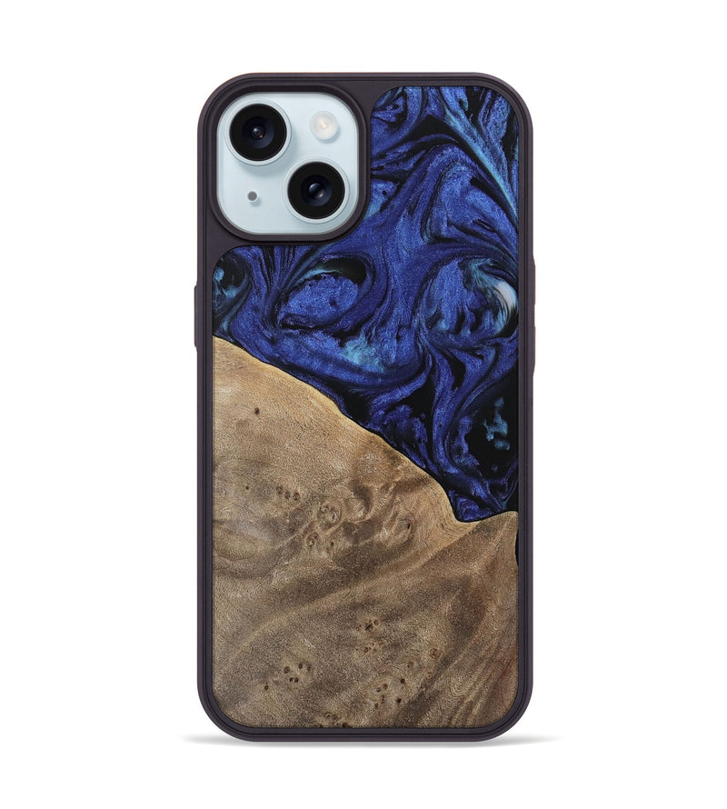 iPhone 15 Wood Phone Case - Wanda (Blue, 741522)