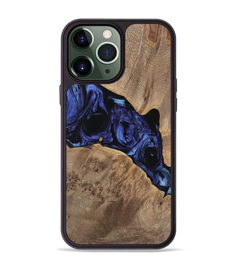 iPhone 13 Pro Max Wood Phone Case - Hesther (Blue, 741523)