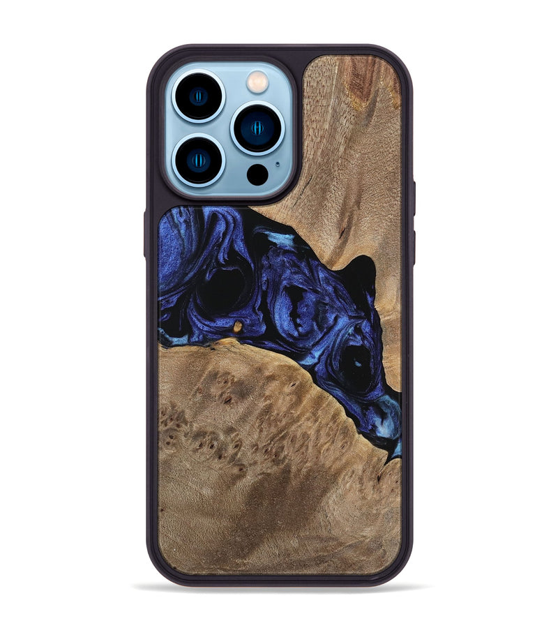 iPhone 14 Pro Max Wood Phone Case - Hesther (Blue, 741523)