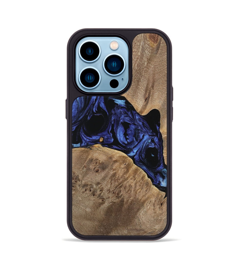 iPhone 14 Pro Wood Phone Case - Hesther (Blue, 741523)