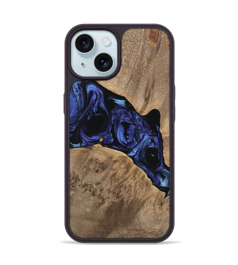 iPhone 15 Wood Phone Case - Hesther (Blue, 741523)