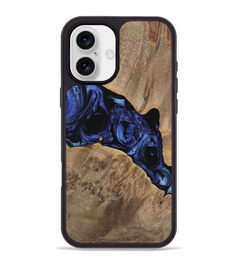 iPhone 16 Plus Wood Phone Case - Hesther (Blue, 741523)