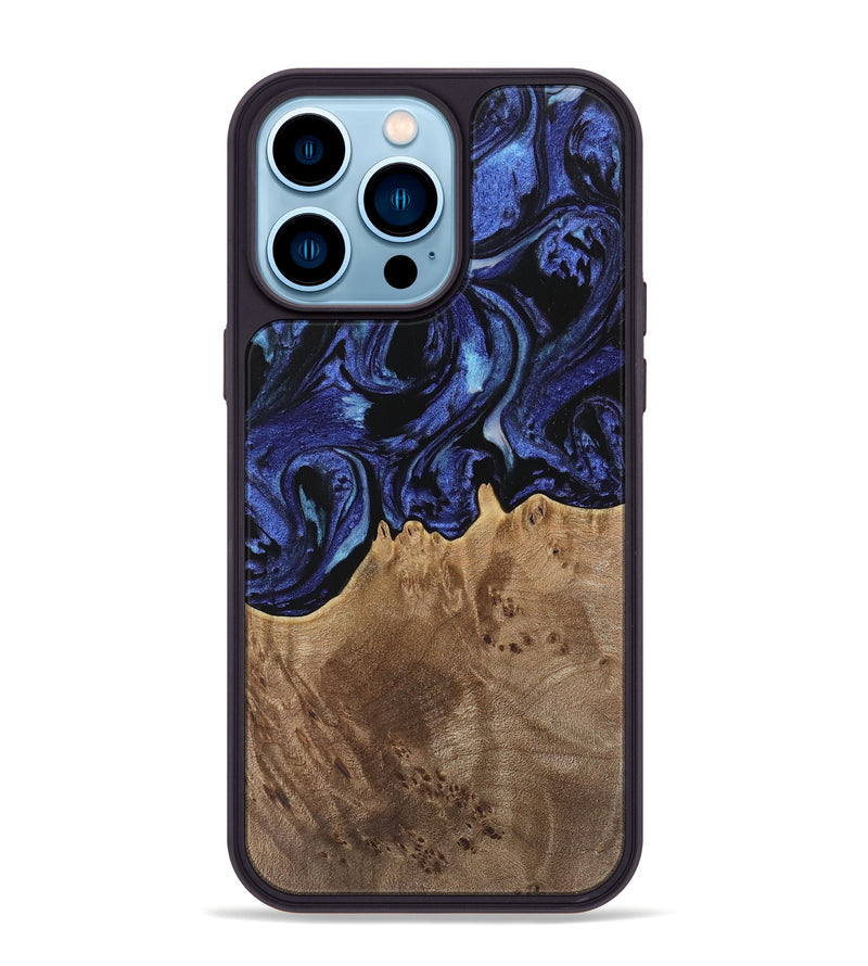 iPhone 14 Pro Max Wood Phone Case - Irma (Blue, 741524)