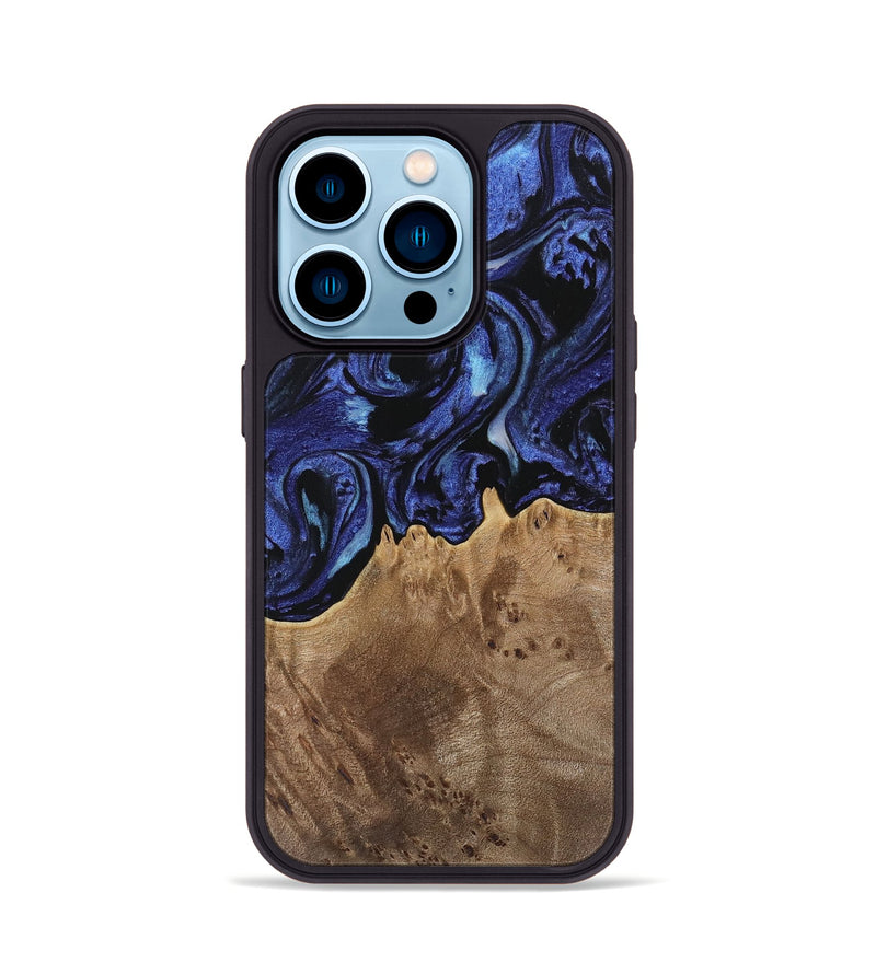 iPhone 14 Pro Wood Phone Case - Irma (Blue, 741524)