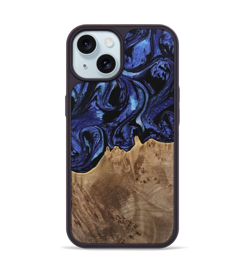 iPhone 15 Wood Phone Case - Irma (Blue, 741524)