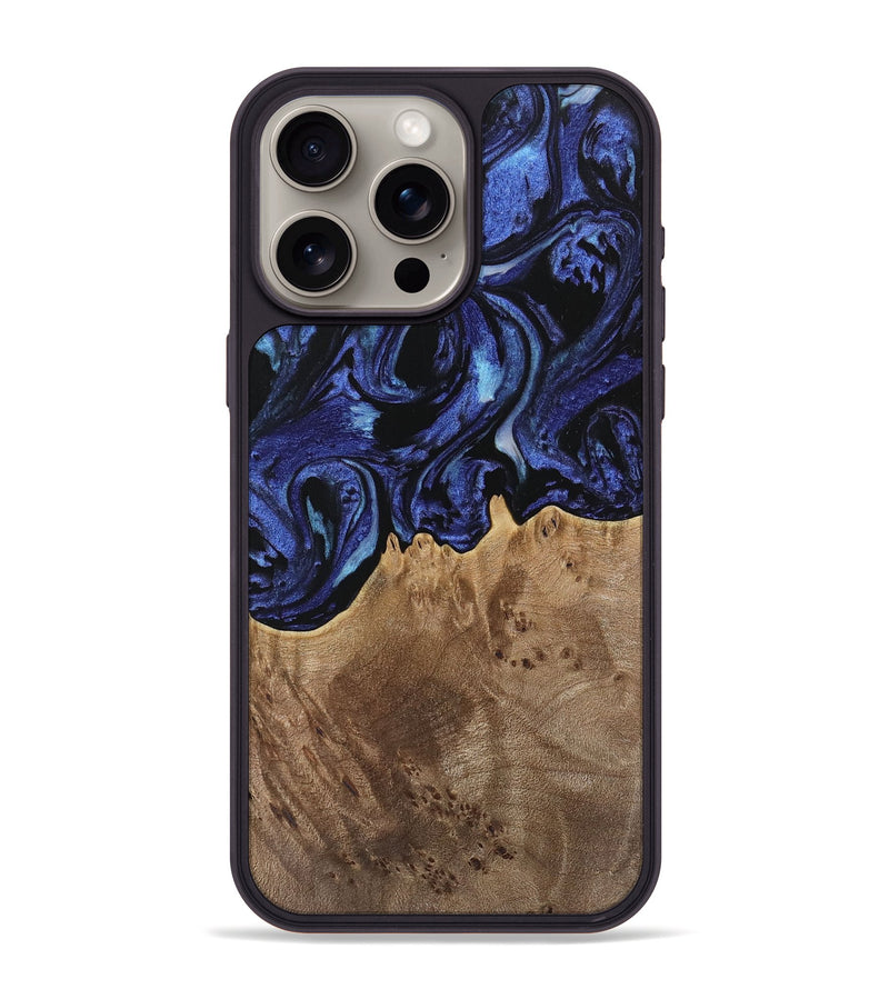 iPhone 15 Pro Max Wood Phone Case - Irma (Blue, 741524)