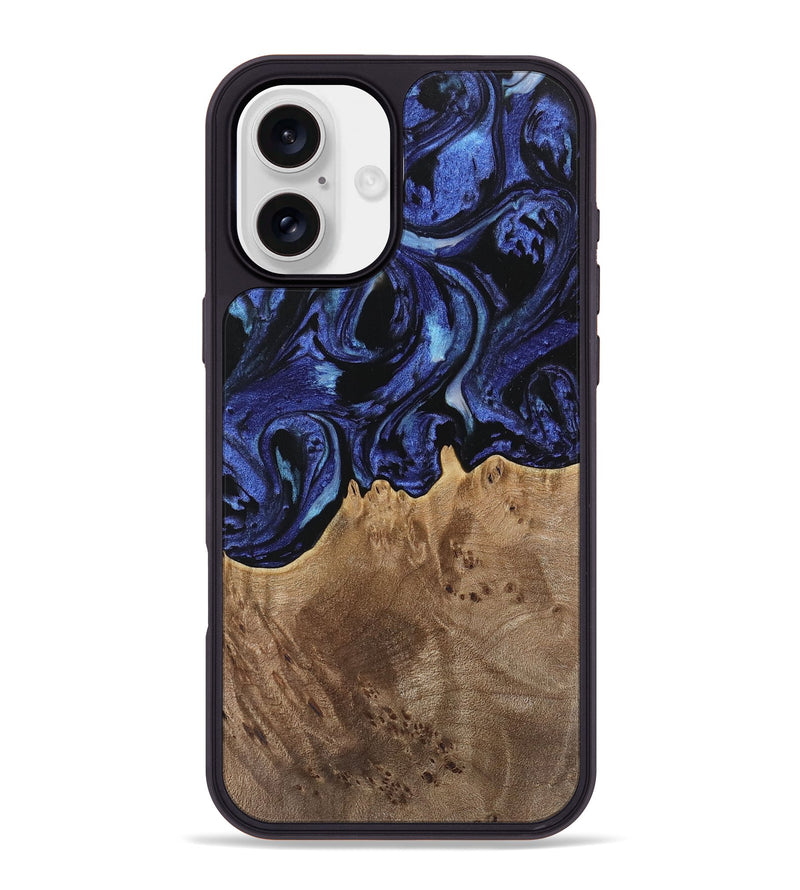 iPhone 16 Plus Wood Phone Case - Irma (Blue, 741524)