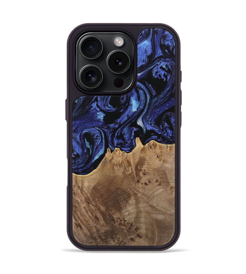 iPhone 16 Pro Wood Phone Case - Irma (Blue, 741524)