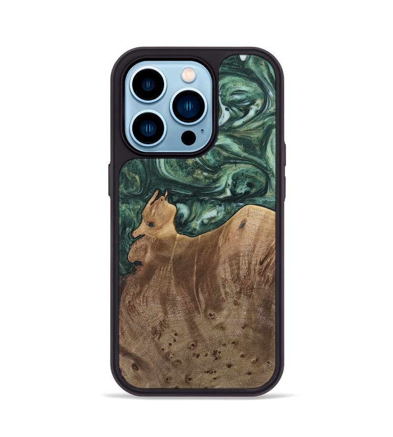 iPhone 14 Pro Wood Phone Case - Donita (Green, 741546)