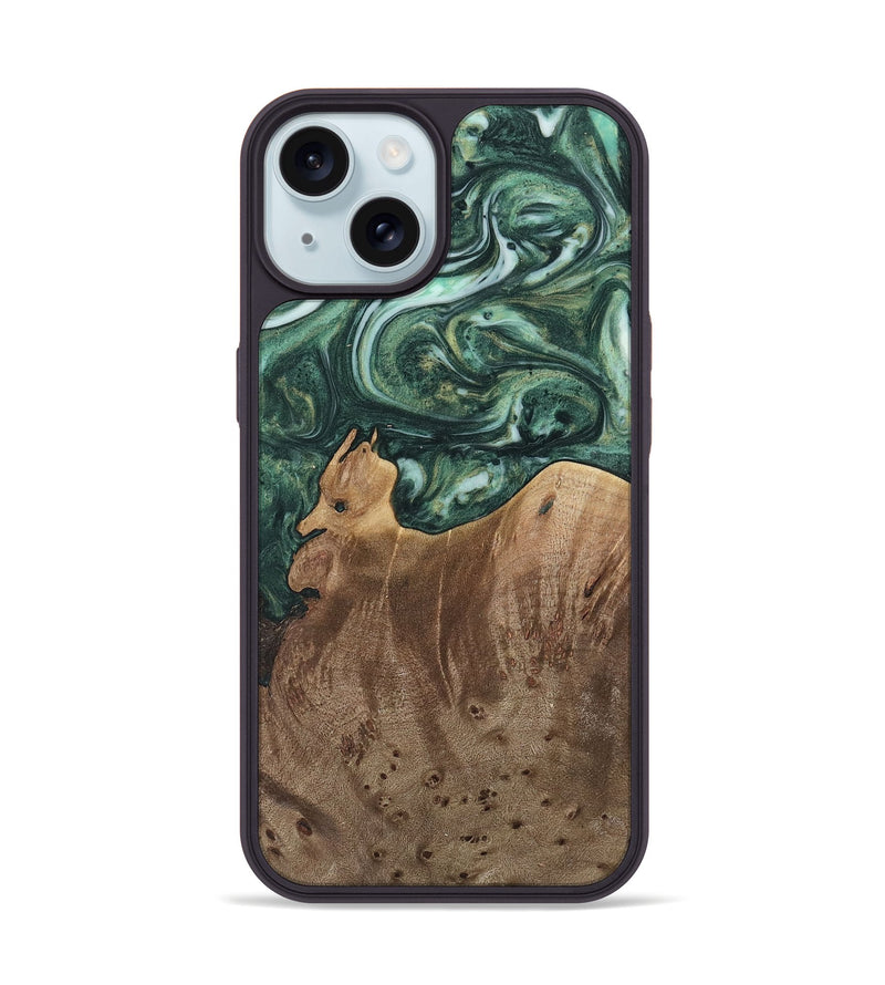 iPhone 15 Wood Phone Case - Donita (Green, 741546)