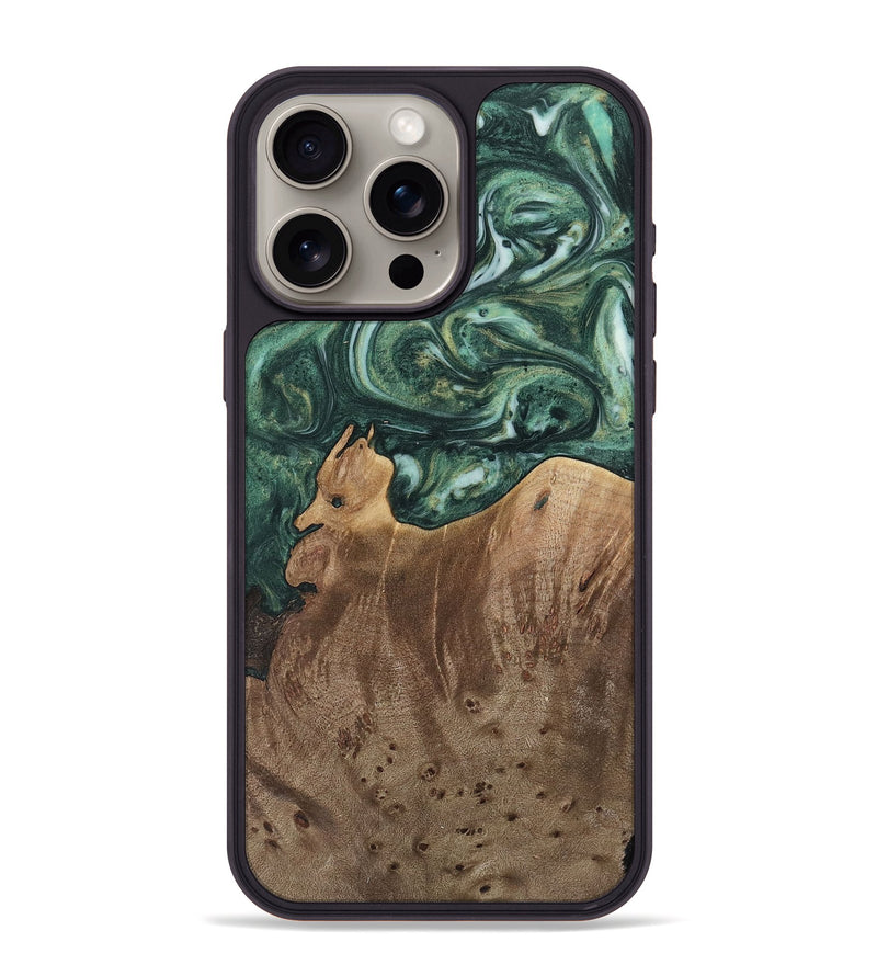 iPhone 15 Pro Max Wood Phone Case - Donita (Green, 741546)