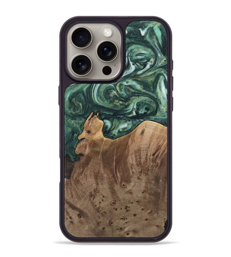 iPhone 16 Pro Max Wood Phone Case - Donita (Green, 741546)