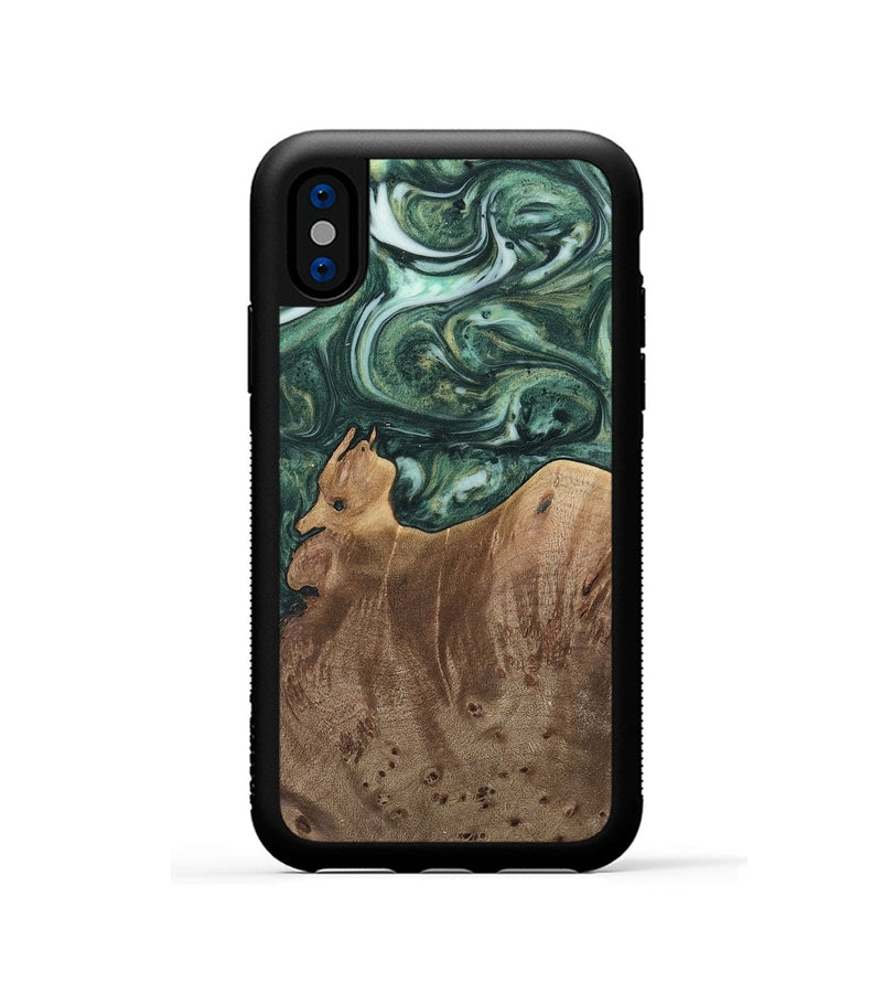 iPhone Xs Wood Phone Case - Donita (Green, 741546)