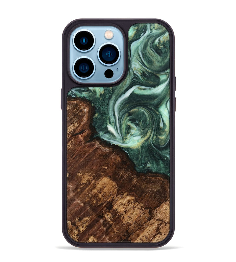 iPhone 14 Pro Max Wood Phone Case - Gideon (Green, 741576)