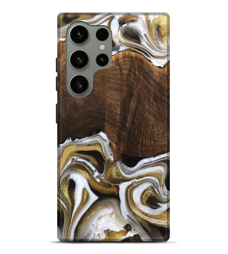 Galaxy S24 Ultra Wood Live Edge Phone Case - Idamae (Black & White, 741600)