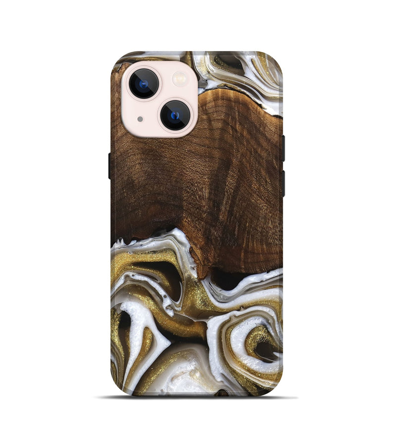 iPhone 13 mini Wood Live Edge Phone Case - Idamae (Black & White, 741600)