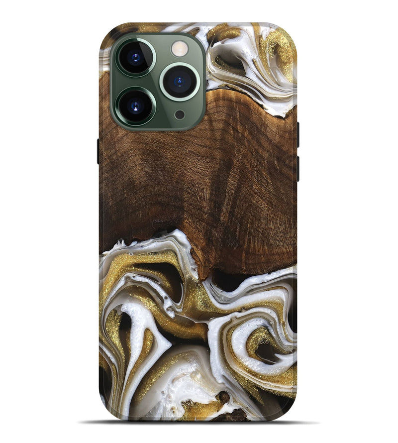 iPhone 13 Pro Max Wood Live Edge Phone Case - Idamae (Black & White, 741600)