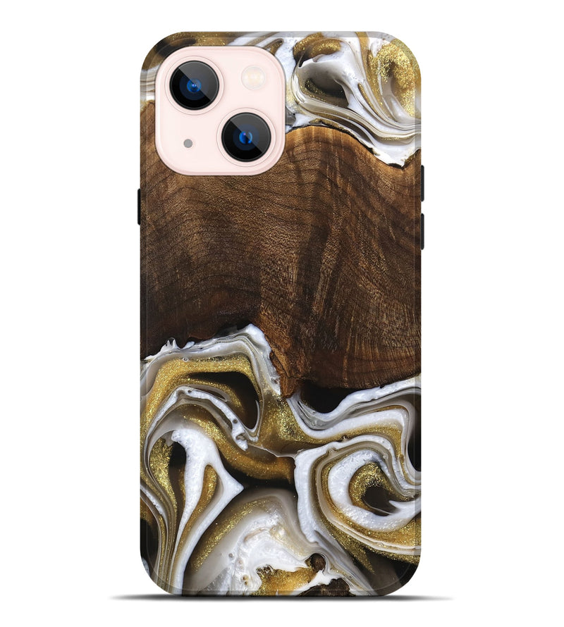 iPhone 14 Plus Wood Live Edge Phone Case - Idamae (Black & White, 741600)