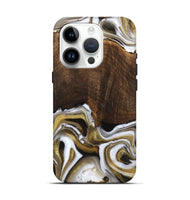 iPhone 15 Pro Wood Live Edge Phone Case - Idamae (Black & White, 741600)