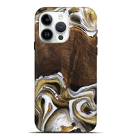 iPhone 15 Pro Max Wood Live Edge Phone Case - Idamae (Black & White, 741600)