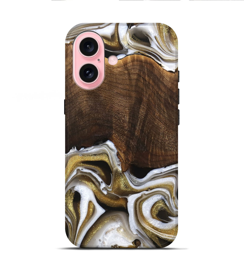 iPhone 16 Wood Live Edge Phone Case - Idamae (Black & White, 741600)