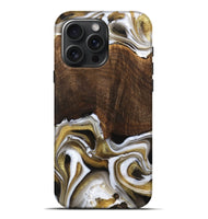 iPhone 16 Pro Max Wood Live Edge Phone Case - Idamae (Black & White, 741600)