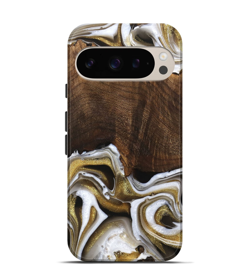 Pixel 9 Pro Wood Live Edge Phone Case - Idamae (Black & White, 741600)