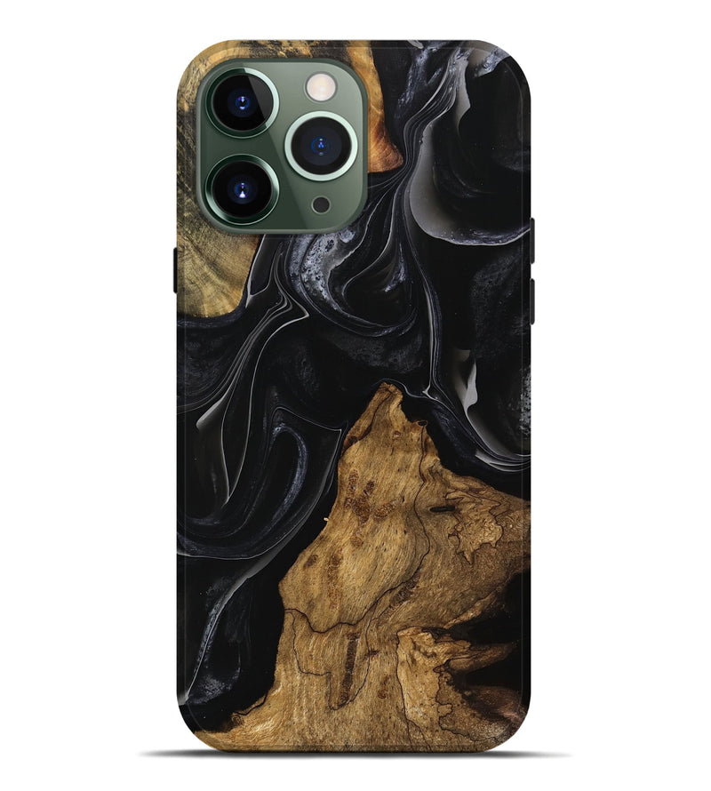 iPhone 13 Pro Max Wood Live Edge Phone Case - Iraj (Black & White, 741601)