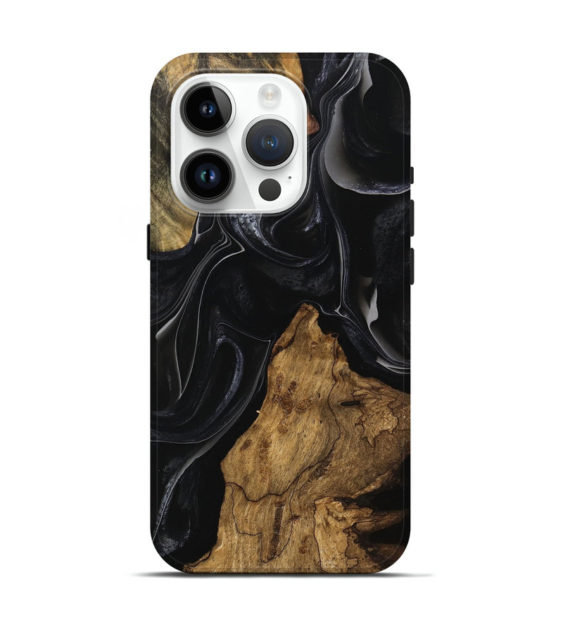 iPhone 15 Pro Wood Live Edge Phone Case - Iraj (Black & White, 741601)