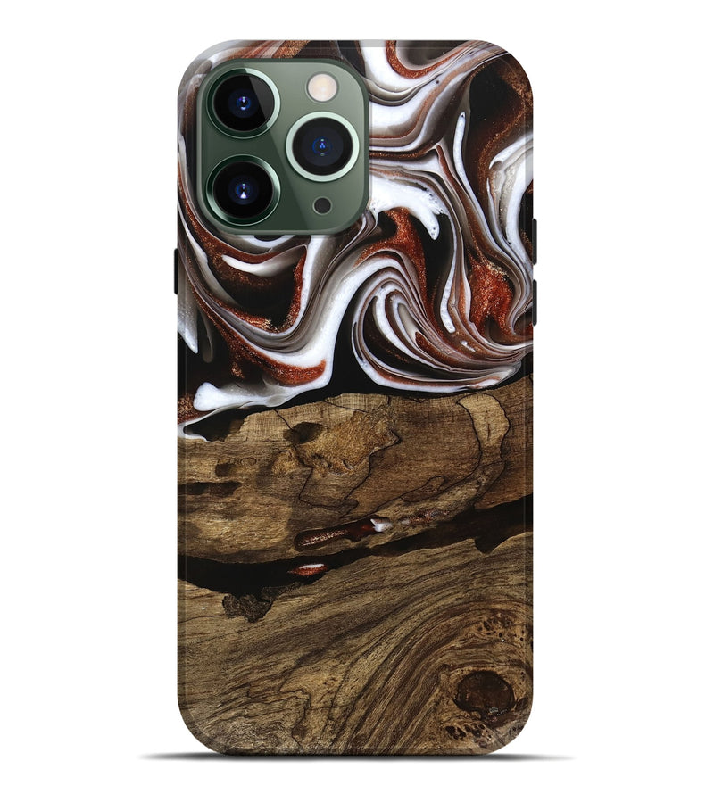 iPhone 13 Pro Max Wood Live Edge Phone Case - Harm (Black & White, 741602)