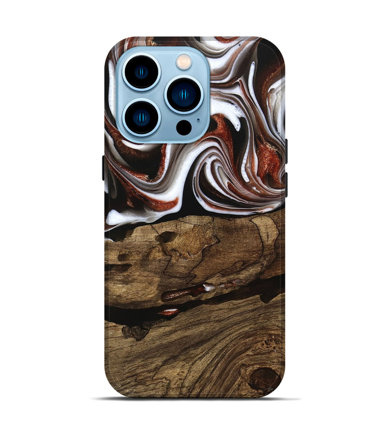 iPhone 14 Pro Wood Live Edge Phone Case - Harm (Black & White, 741602)