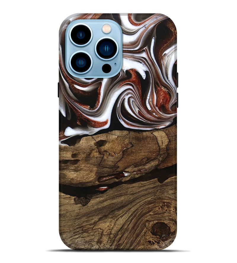 iPhone 14 Pro Max Wood Live Edge Phone Case - Harm (Black & White, 741602)