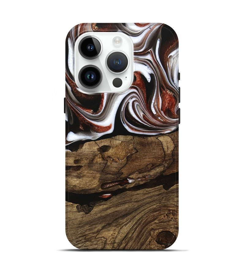 iPhone 15 Pro Wood Live Edge Phone Case - Harm (Black & White, 741602)