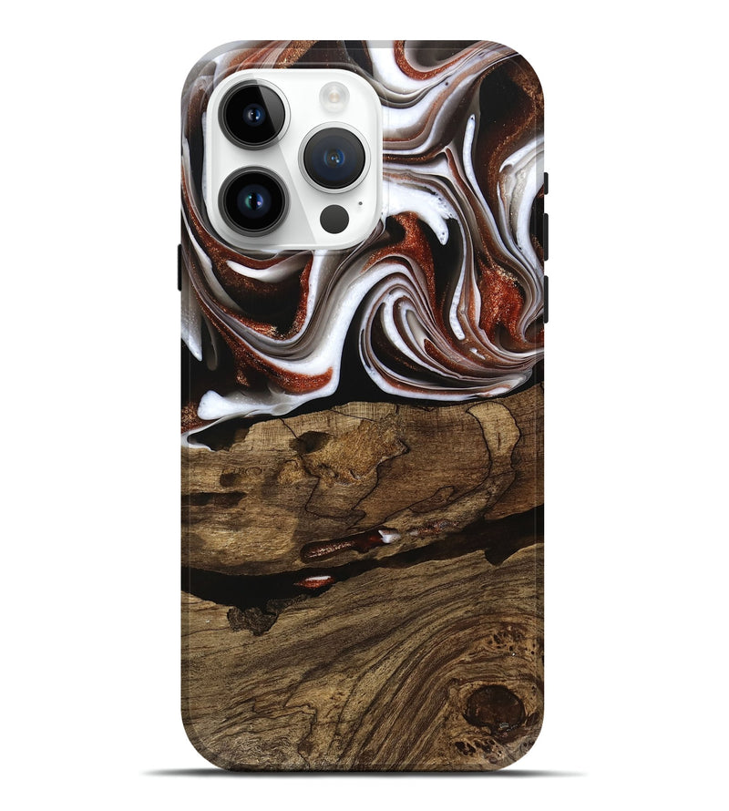 iPhone 15 Pro Max Wood Live Edge Phone Case - Harm (Black & White, 741602)