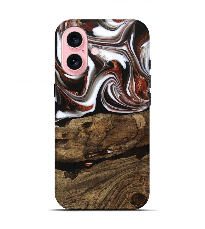 iPhone 16 Wood Live Edge Phone Case - Harm (Black & White, 741602)