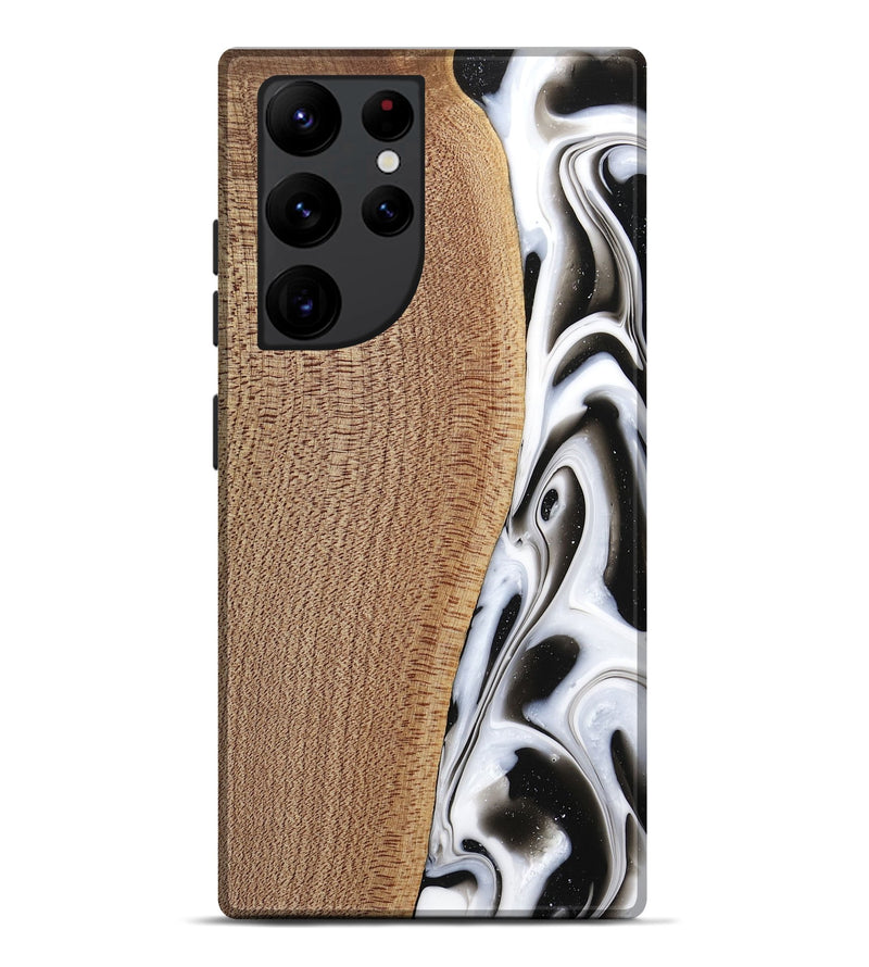 Galaxy S22 Ultra Wood Live Edge Phone Case - Michiel (Black & White, 741603)