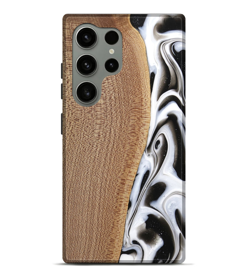 Galaxy S24 Ultra Wood Live Edge Phone Case - Michiel (Black & White, 741603)