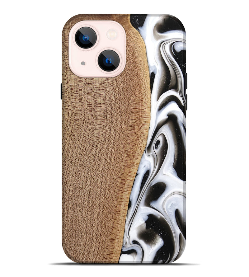 iPhone 14 Plus Wood Live Edge Phone Case - Michiel (Black & White, 741603)