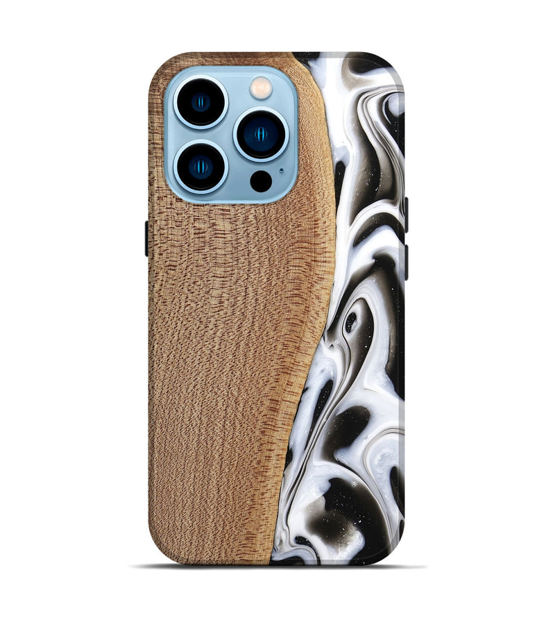 iPhone 14 Pro Wood Live Edge Phone Case - Michiel (Black & White, 741603)