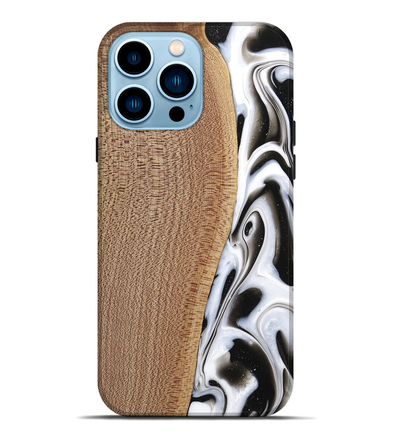 iPhone 14 Pro Max Wood Live Edge Phone Case - Michiel (Black & White, 741603)