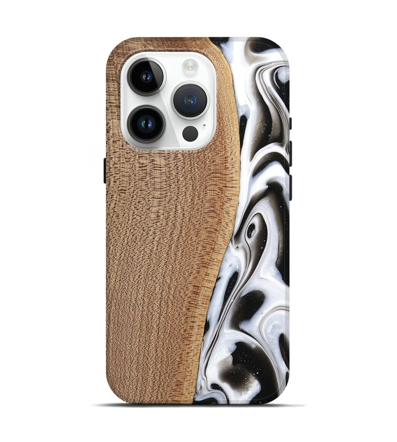 iPhone 15 Pro Wood Live Edge Phone Case - Michiel (Black & White, 741603)