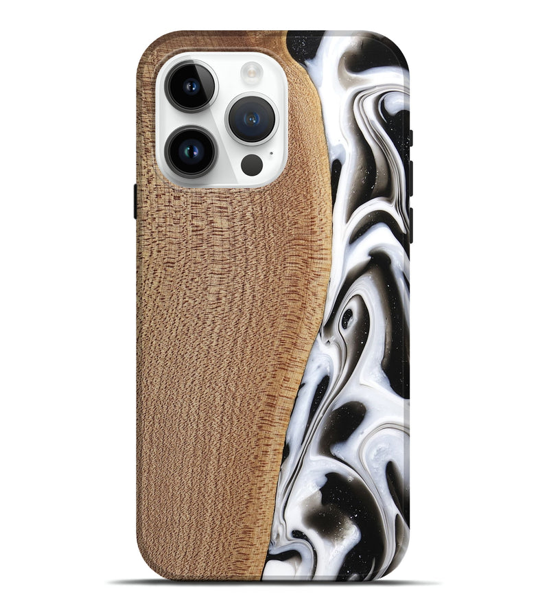 iPhone 15 Pro Max Wood Live Edge Phone Case - Michiel (Black & White, 741603)