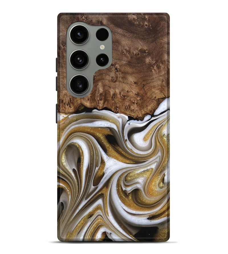 Galaxy S24 Ultra Wood Live Edge Phone Case - Trinh (Black & White, 741604)